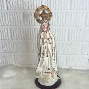 Elegant Religious Figurine with Gold Accents Blessed Mother Catholic